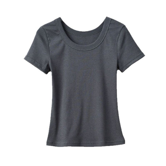 Slim Fit Slimming Women T-shirt Short And Thin Western Style Youthful-looking Top