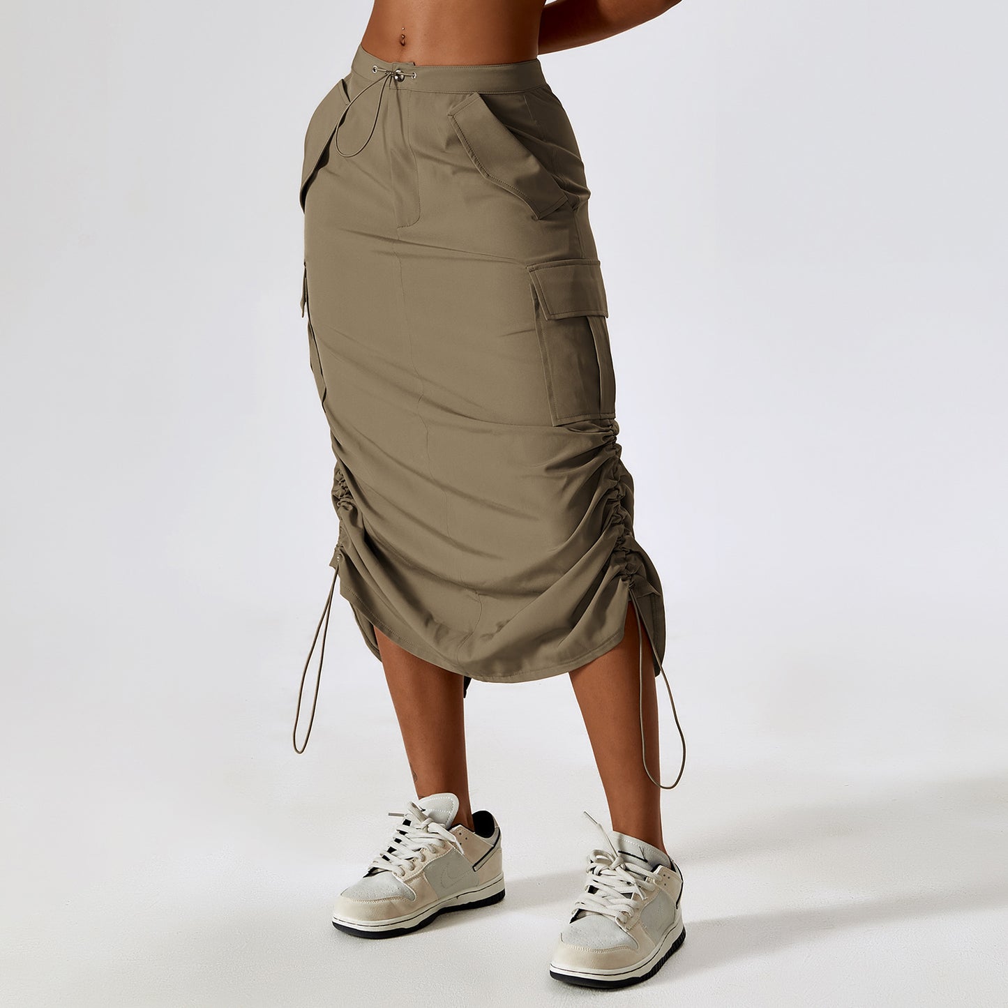 European And American Retro Suit Skirt Waist Sports Casual Skirt Mid-length All-matching Work Clothes Pocket Skirt