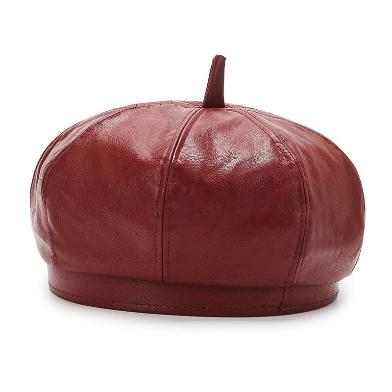 Fashion PU Octagonal Hat Net Red Korean Version