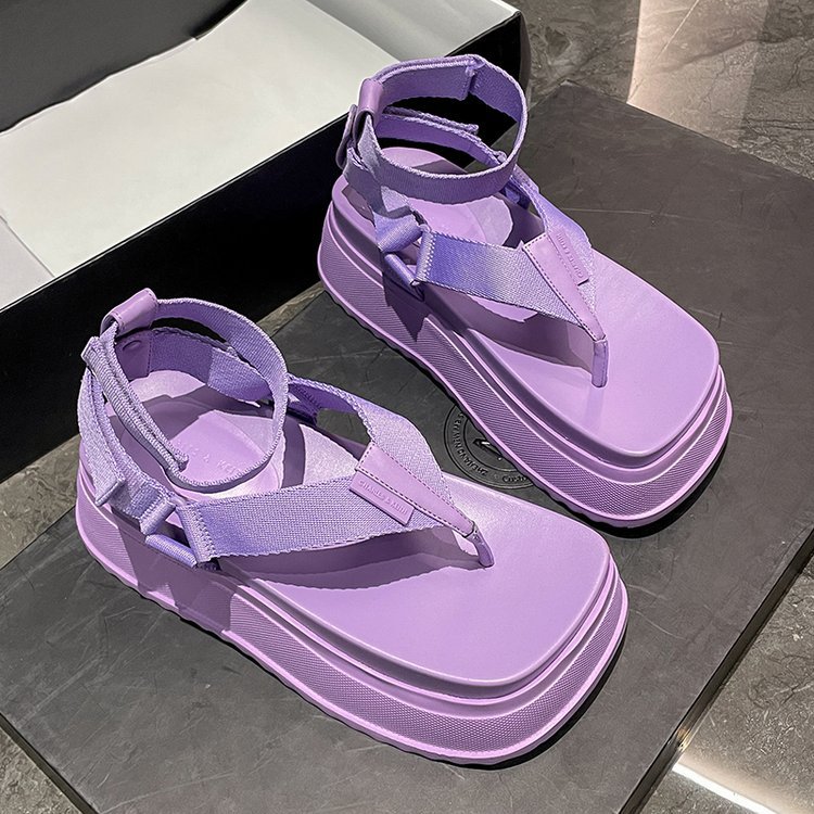 Heightening Platform Roman Slip On Thong Seaside Beach Shoes