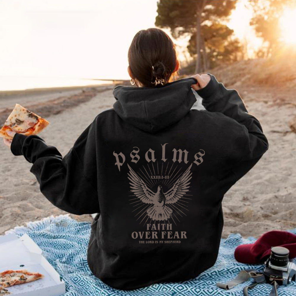 Hættetrøje Bibel Skriftmønster Piget Stil Sweatshirt