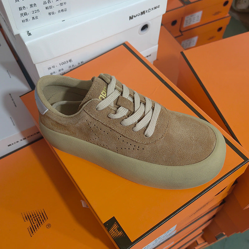 Thick Wool Warm Lamb Wool Shoes Women's Genuine Leather