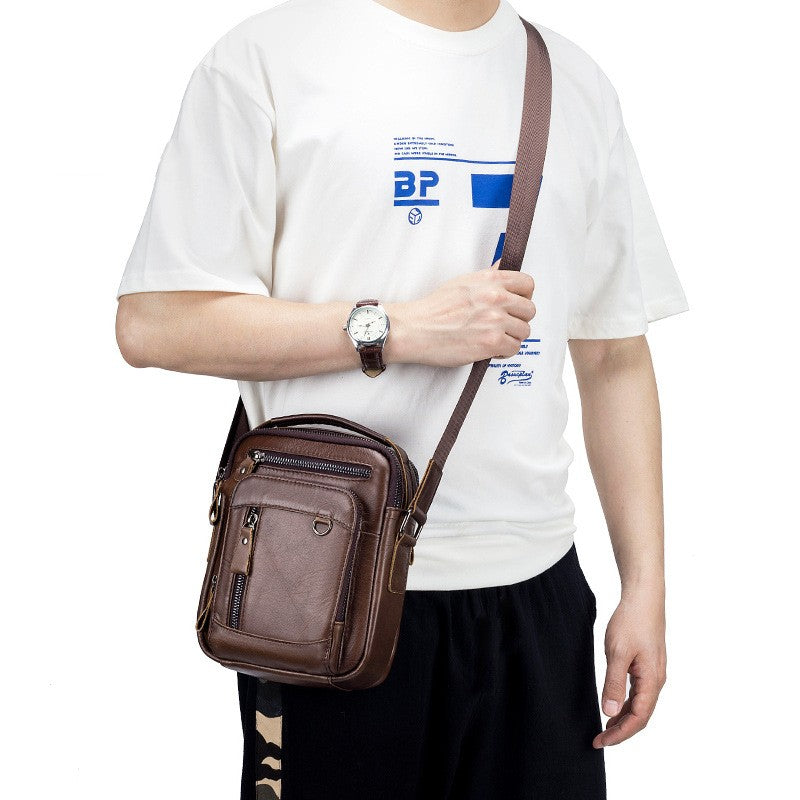 Multifunctional Leather Men's Crossbody Bag On The First Floor
