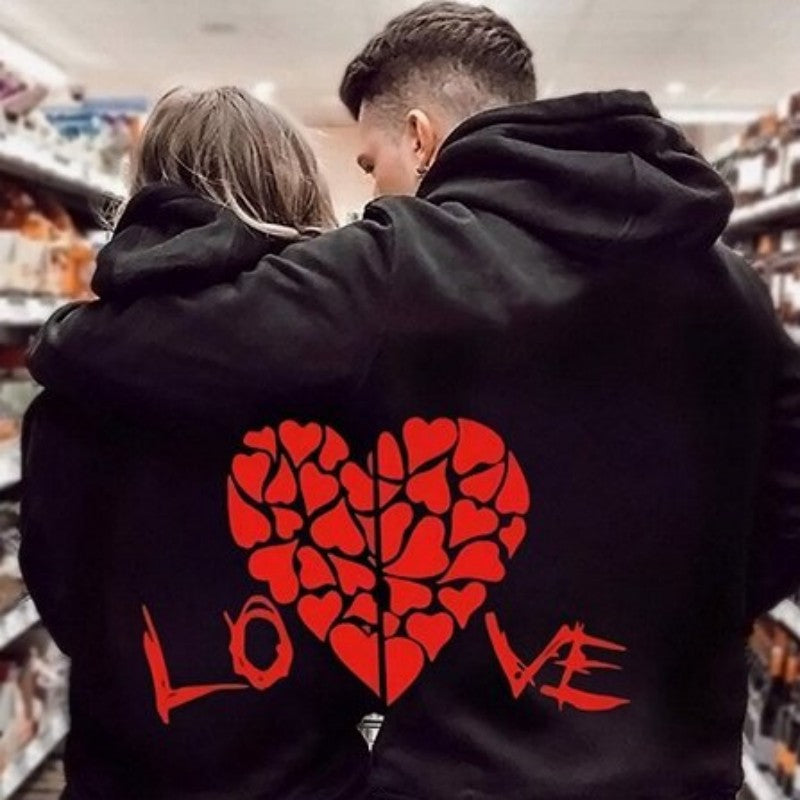 Heart Printing Large Version Thread Drop-shoulder Sleeve Loose Sweater