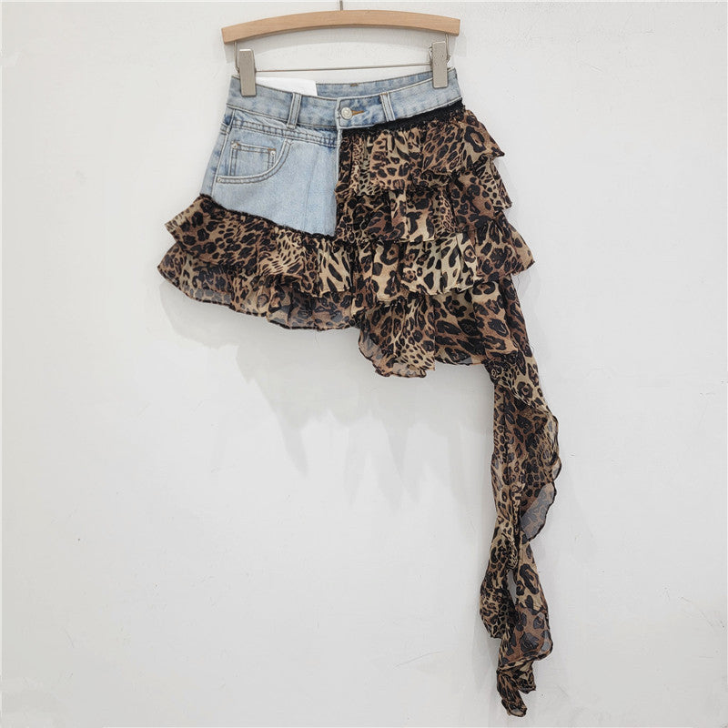 Short Stitching Fashionable All-match Irregular Cake Skirt
