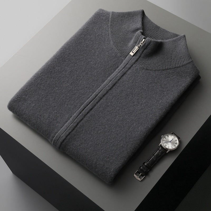 Men's Zipper Width Mock Neck Sweater Cardigan Vest