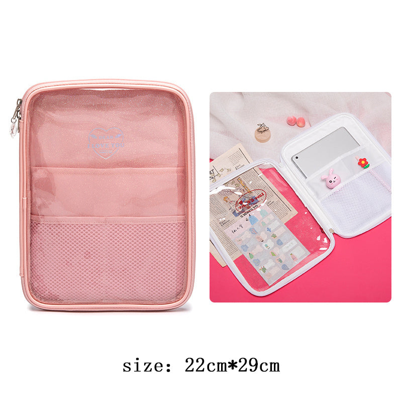 Japanese And Korean Style Shiny Sweet Transparent Zipper Pencil Case