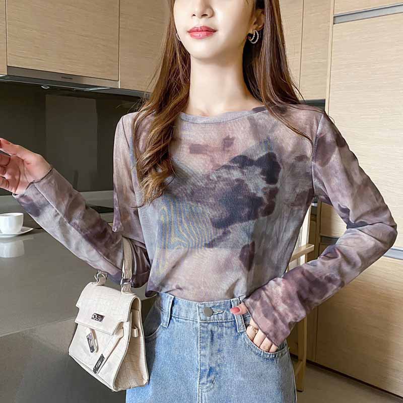 Popular Tie - Dyed Tulle Round Collar Bottom Unlined Upper Garment