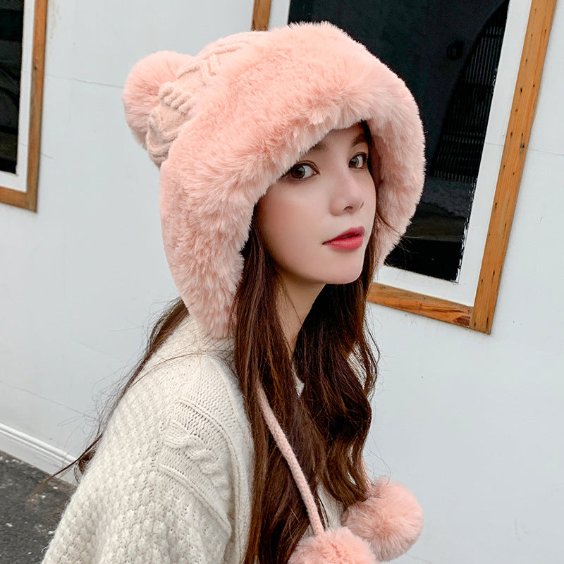 Solid Color Wool Knitted Ear Protection Warm Hat