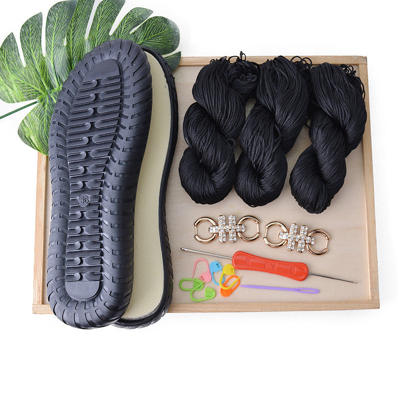 Hollow Thread Cow Tendon Crystal Bottom Hand Woven Material Bag