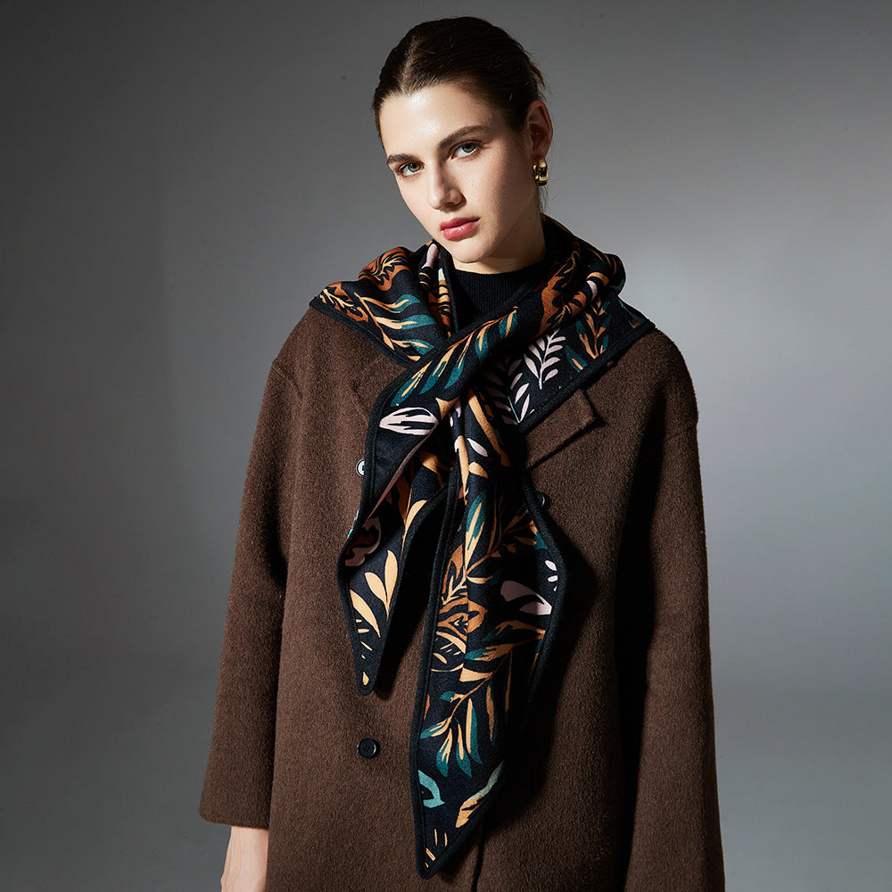 European And American Autumn And Winter Paisley Leaves Jacquard Triangle Shawl Scarf