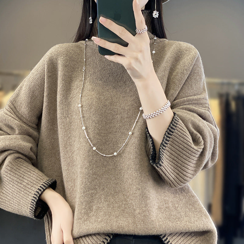 Loose And Idle Thickened Knitting High Collar Woolen Sweater