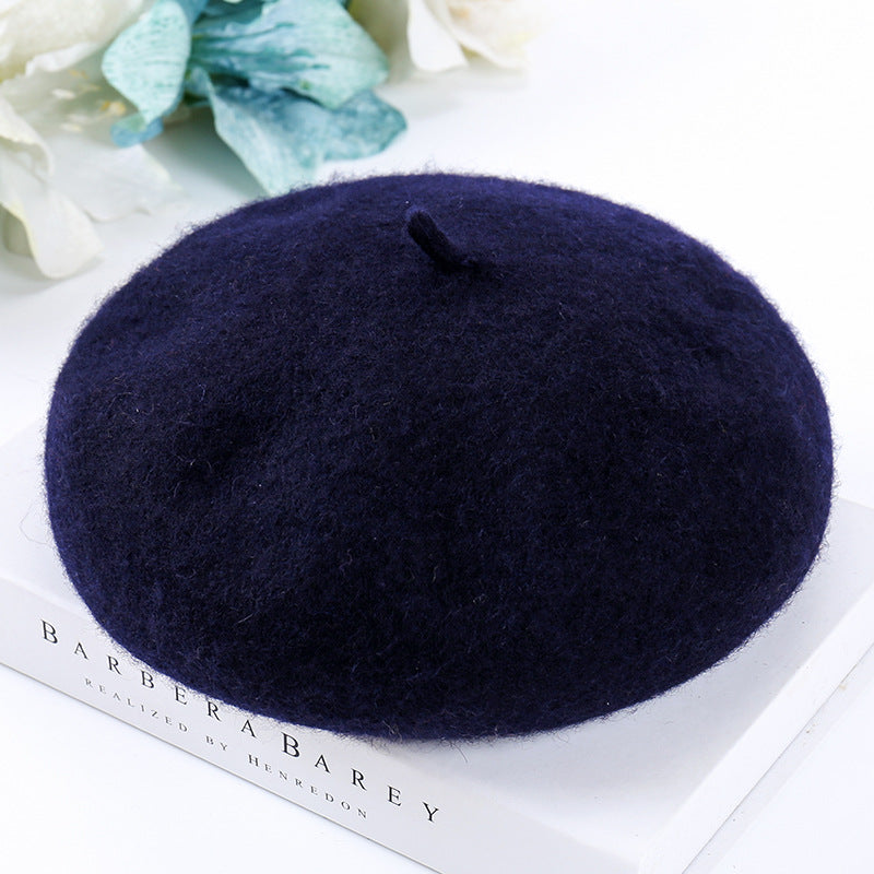 Women's Fashion Casual Solid Color Breathable Wool Tweed Hat