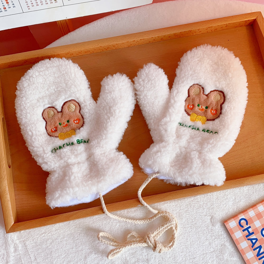 Chacha Bear Student Gloves With Lanyard