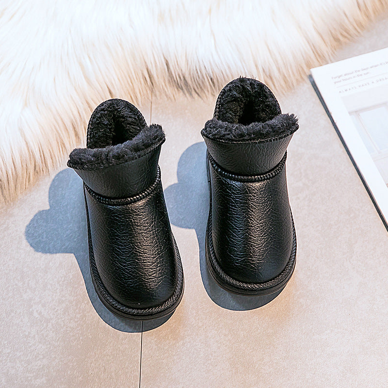 Winter Boy Short Boots Cotton Shoes Plus Velvet Thickened Baby Fur