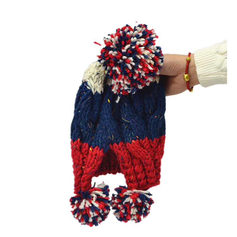 Three-color Stitching Back Wool Hat Pure Handmade