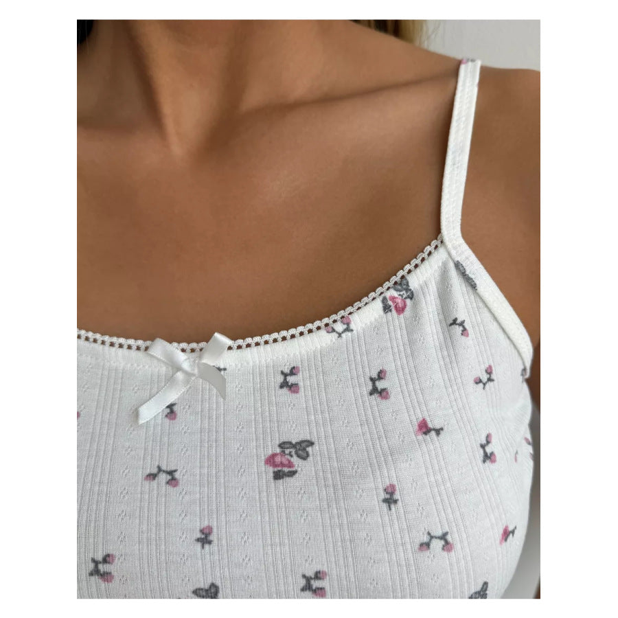 Printed Jacquard Ruffle-Trim Pajama Set