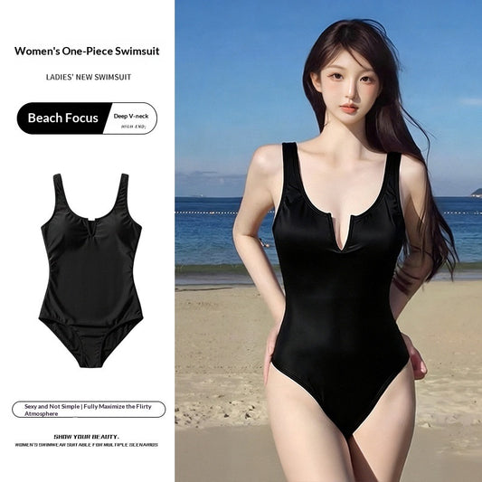 Womens One-Piece V-Neck Bikini Swimsuit