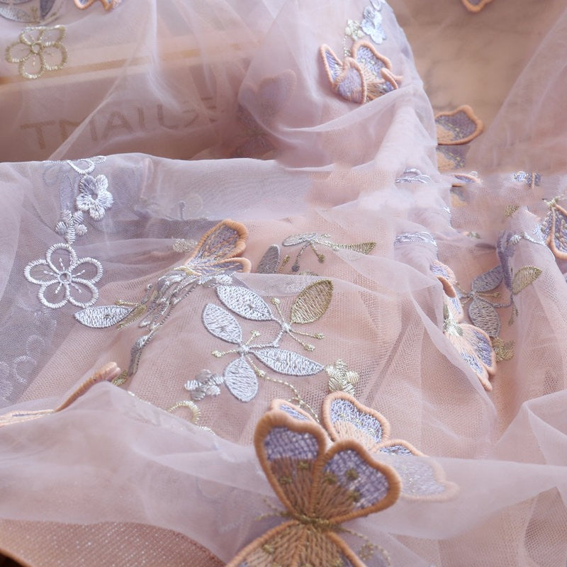High Waisted Embroidered Mesh Skirt