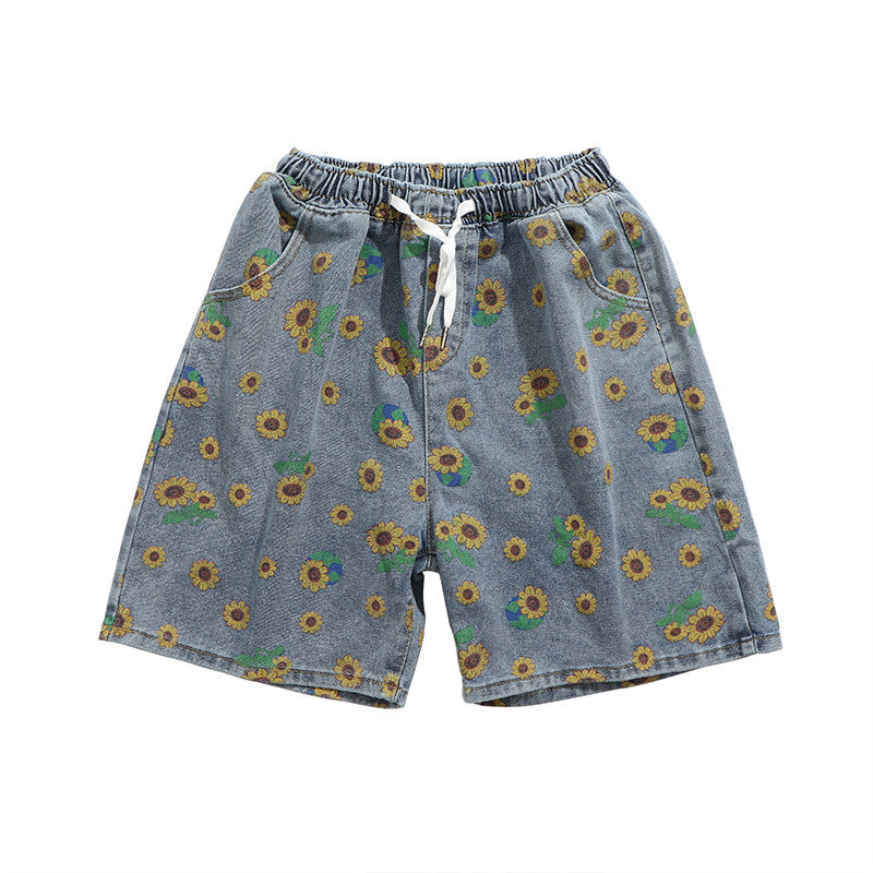 Beach Pants Drawstring Elastic Waist Five-point Men