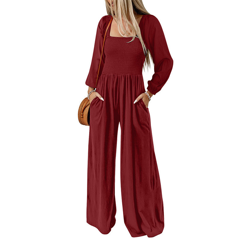 New Solid Color Wide Leg Trousers Women's European And American Thin Simple