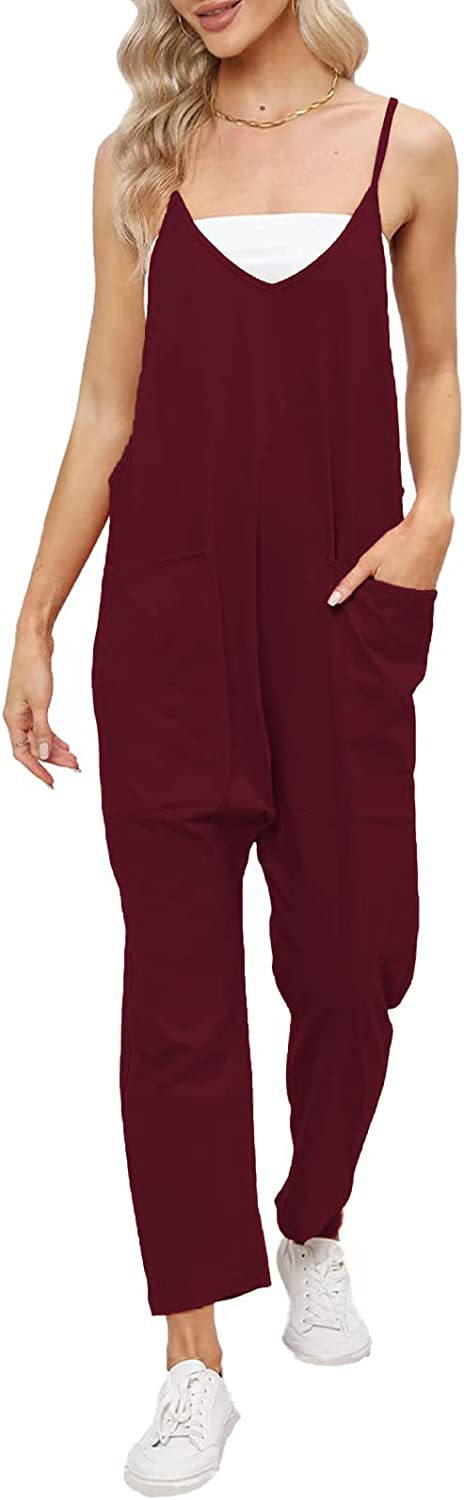 Women's Fashion Simple Large Pockets Strappy Pants