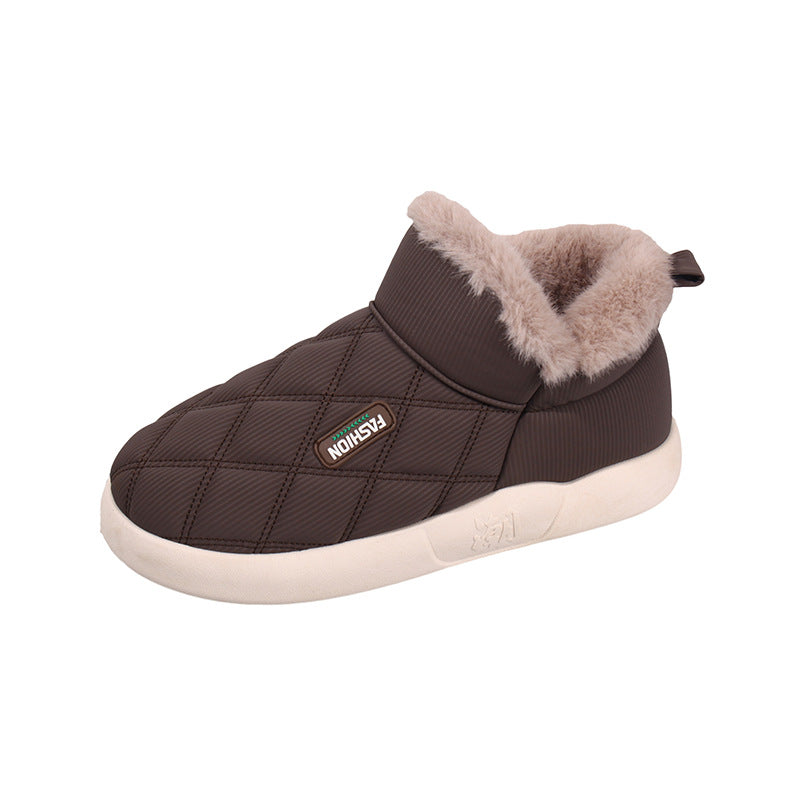 Fleece-lined Waterproof Low-top Snow Boots With Thick Sole For Warmth