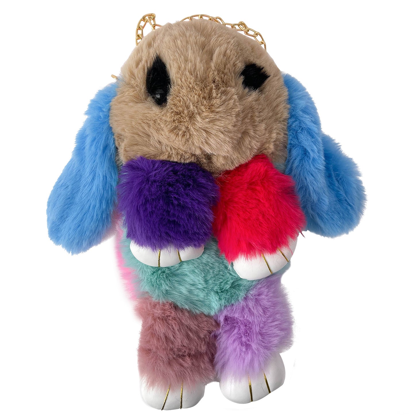 Plush Bag New Cute Contrast Color Jonstew Chain Backpack Girls' Shoulder Crossbody Fur Bag
