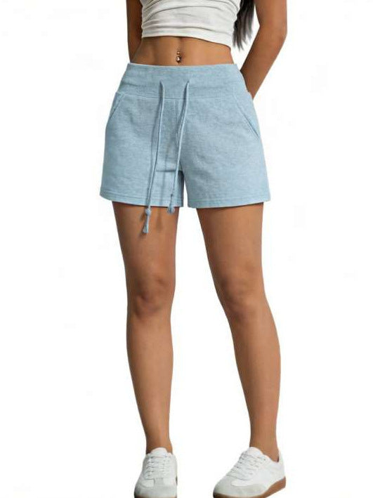 New Casual High-waist Solid-color Athletic Shorts