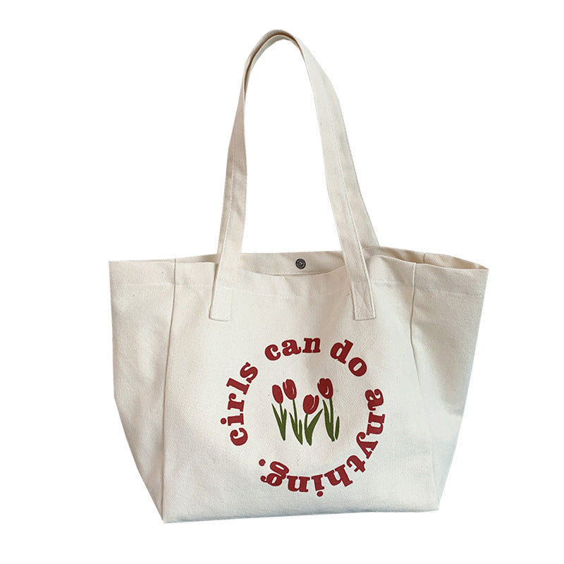 Cute Color Matching Tulip Single Shoulder Canvas Bag Simple And Fresh