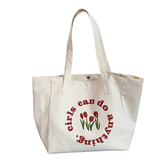 Cute Color Matching Tulip Single Shoulder Canvas Bag Simple And Fresh