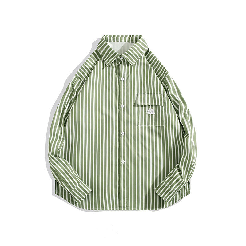 Loose Striped Long-sleeved Shirt For Men