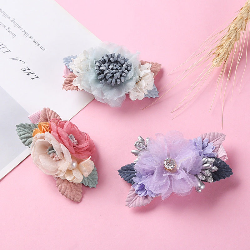 New Three-dimensional Flower Children's Pearl Hair Clip