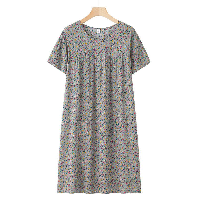 Women's Thin Loose Cotton Silk Short-Sleeve Dress