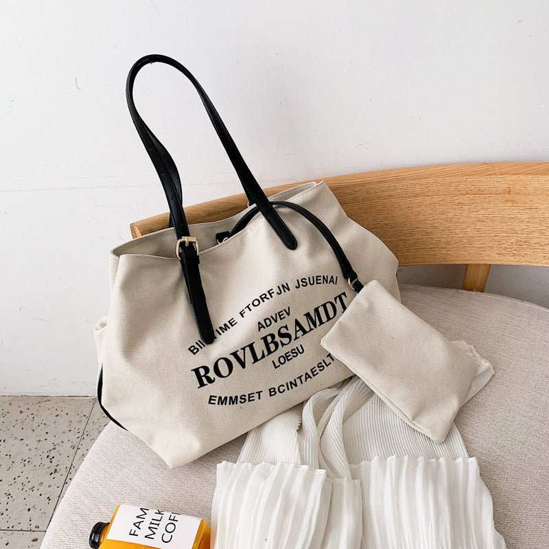 Large Capacity Canvas Women's Fashion Tote Tote Simple Shoulder Bag