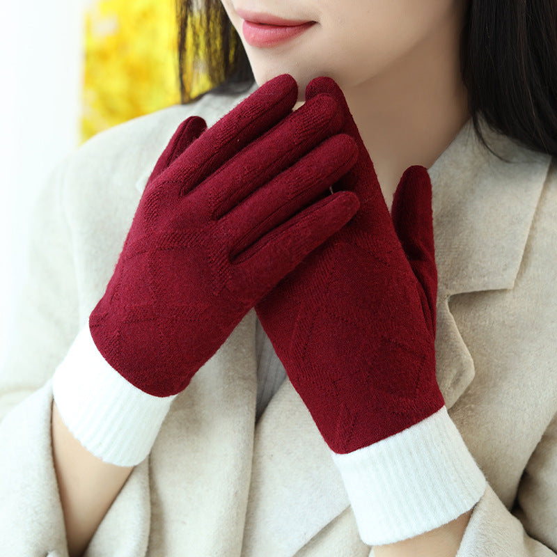 Women's Plush Closed Riding Outdoor Gloves