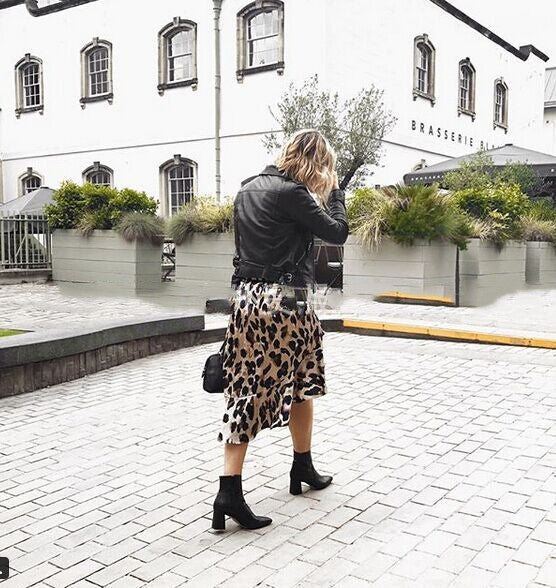 European And American Slim Fit Leopard Print Skirt