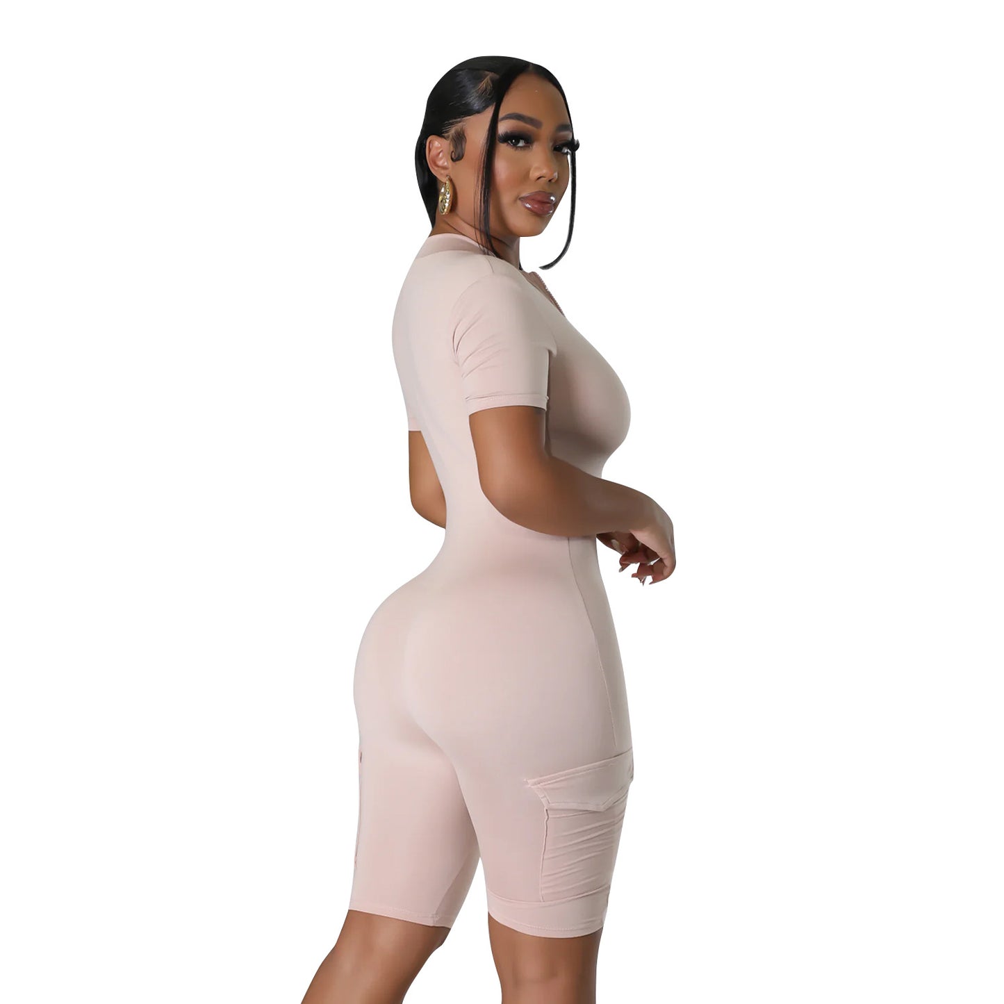 Women's Tight Short-sleeved Jumpsuit