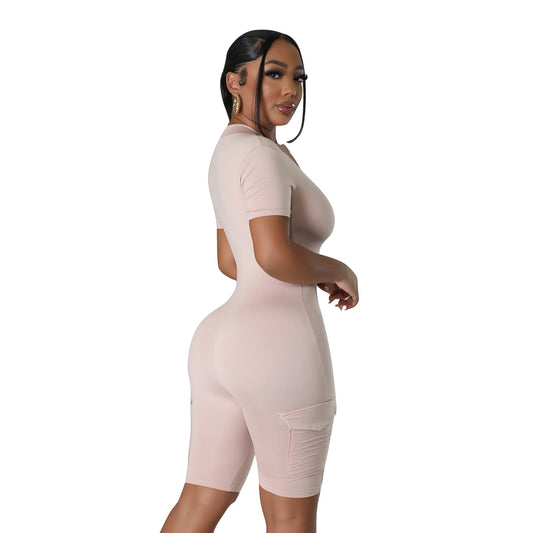 Women's Tight Short-sleeved Jumpsuit