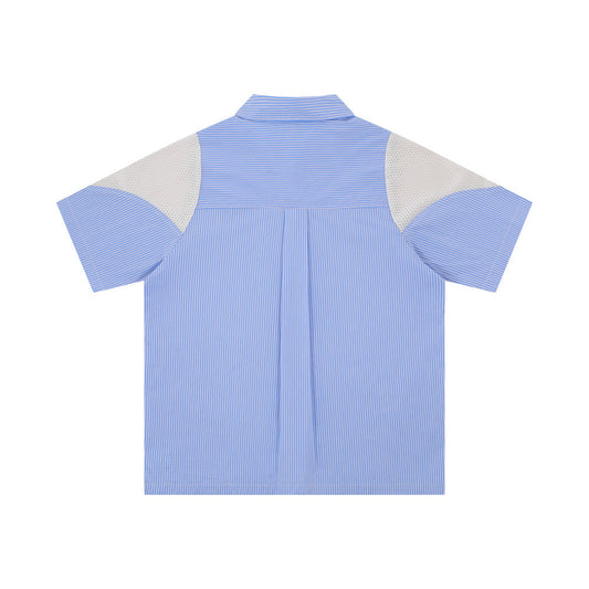 Men's Breathable Sports Vertical Stripes Loose Short Sleeve Shirt