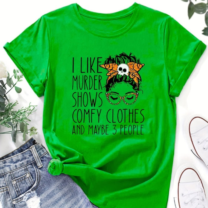 European And American Digital Printing Casual Round Neck Short Sleeves