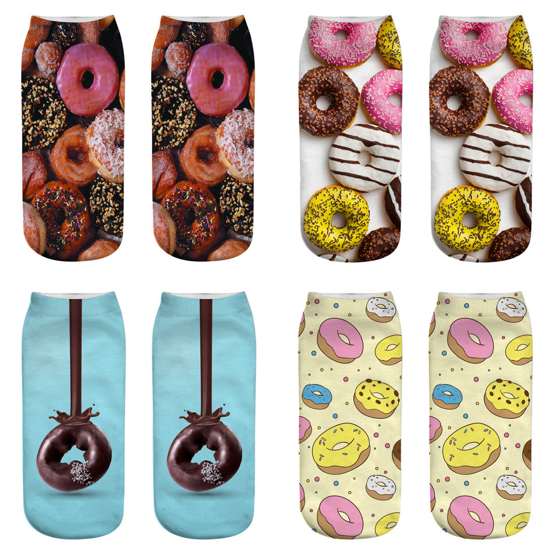 New 3D Digital Printing Harajuku Food Donut Socks Cartoon Three-dimensional Printing
