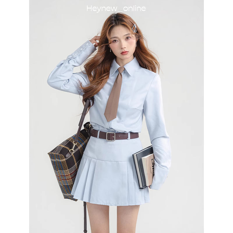 Sweet College Style Vest Shirt Skirt For Women