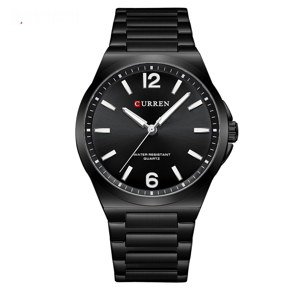 Men's Simple Waterproof Quartz Wristwatch With Steel Band Business Style