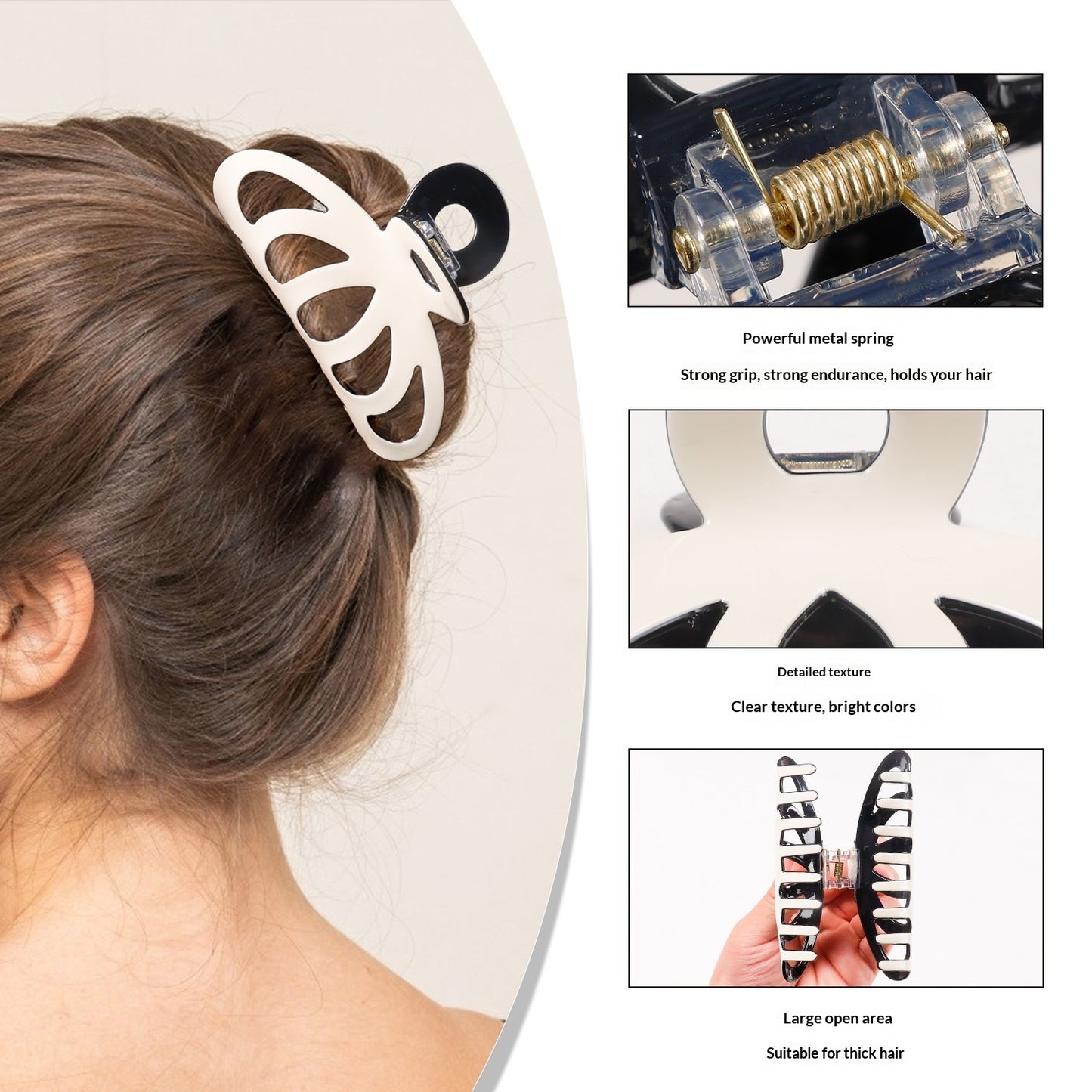 Contrast Color Hollow Out Minimalist Updo Shark Clip