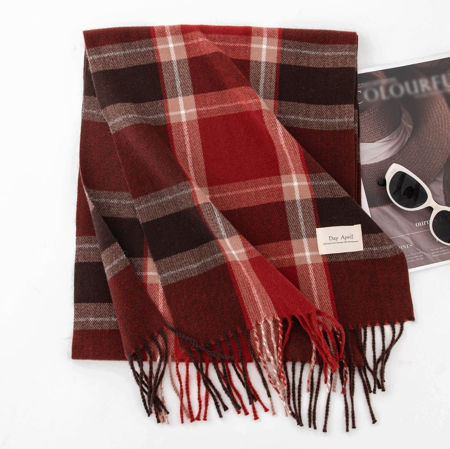 Stylish And Simple Womens Faux Cashmere Plaid Scarf