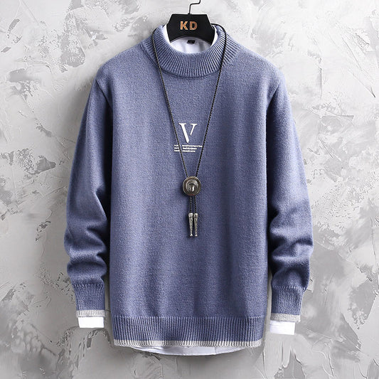 Fashion Half Turtleneck Sweater Men's Loose Long Sleeve Sweater