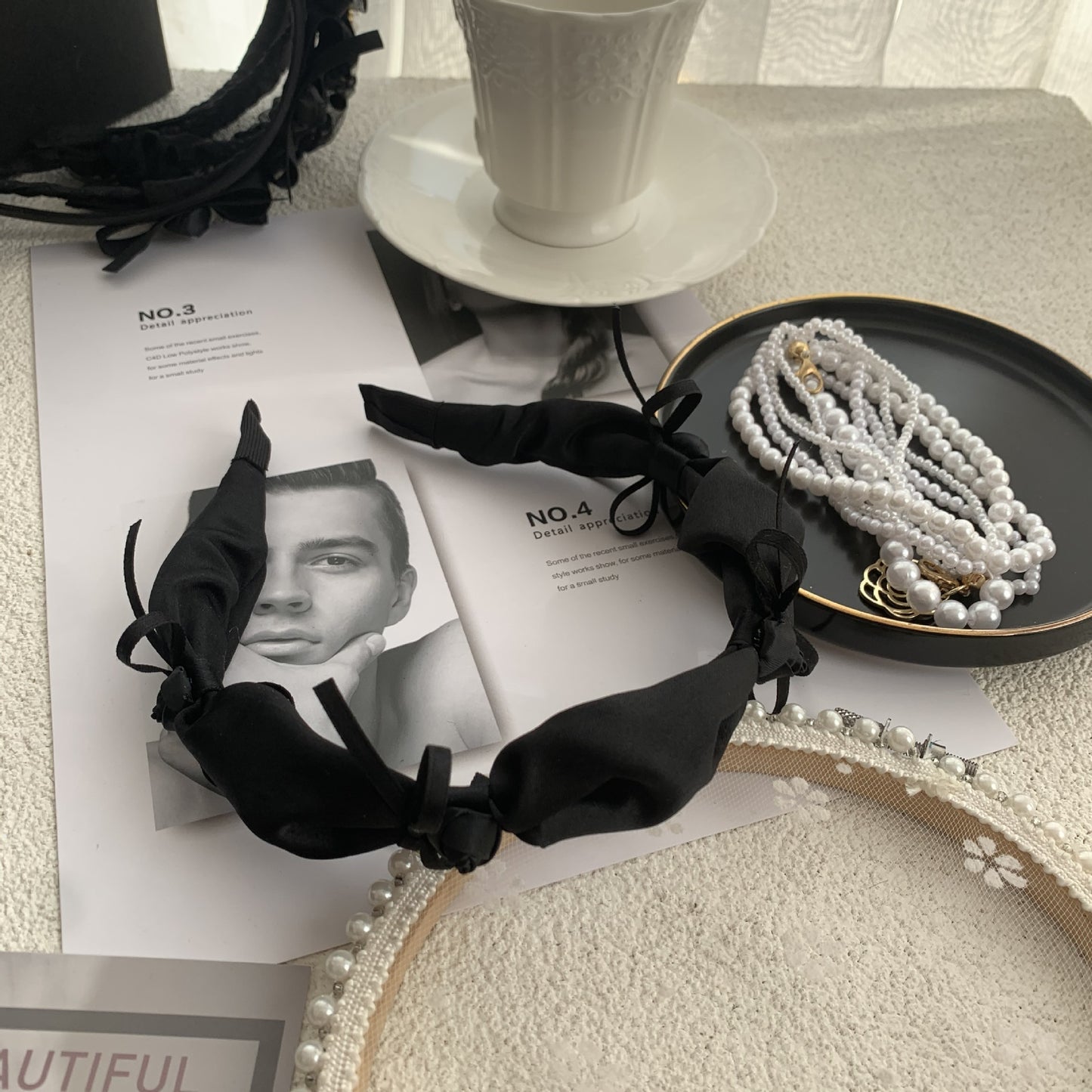 Exaggerated Wooden Ear Headdress Black Hair Hoop