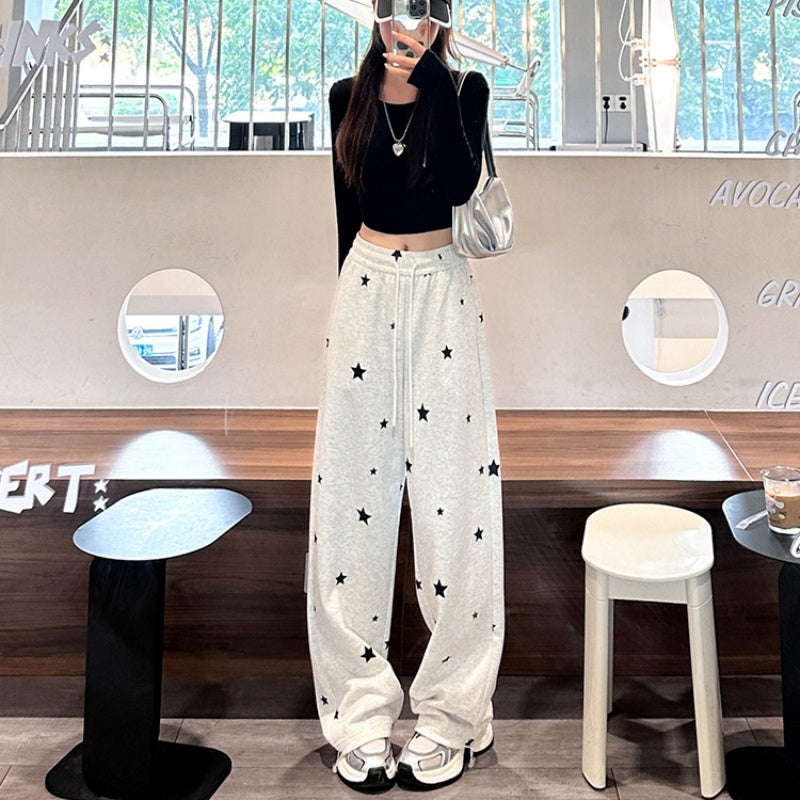 Womens Gray Star Sweatpants New SpringAutumn Style