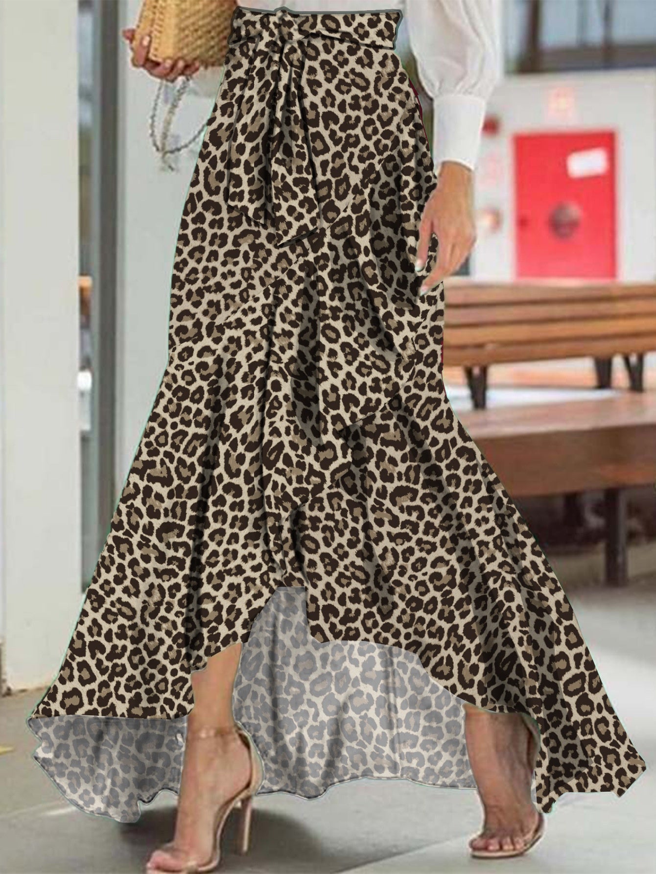 Belt Lace Sheath Fishtail High Waist Irregular Skirt
